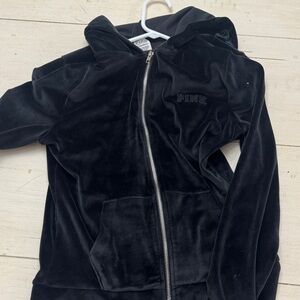 PINK Victoria's Secret Black Velour Hoodie